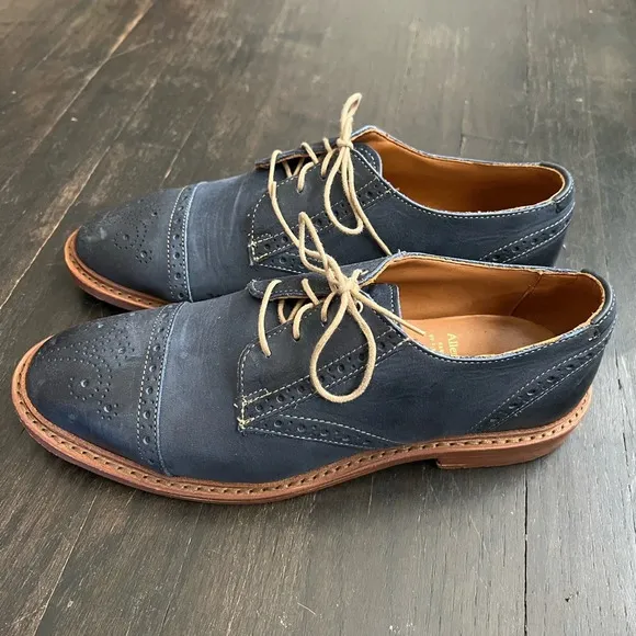 EUC Men’s Leather Allen Edmonds Bainbridge Navy Blue Cap Toe Oxfords Mens 7 E