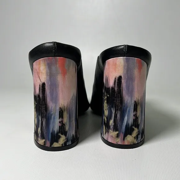 Eugenia Kim Watercolor Silk Wrapped Block Heeled Mules - sz 39