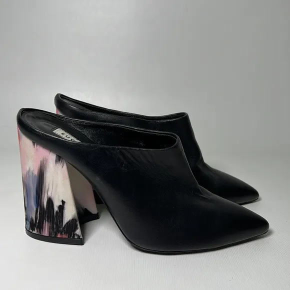 Eugenia Kim Watercolor Silk Wrapped Block Heeled Mules - sz 39