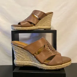 Euro soft by Sofft Boho leather espadrille/wedge heel mules size 7.5