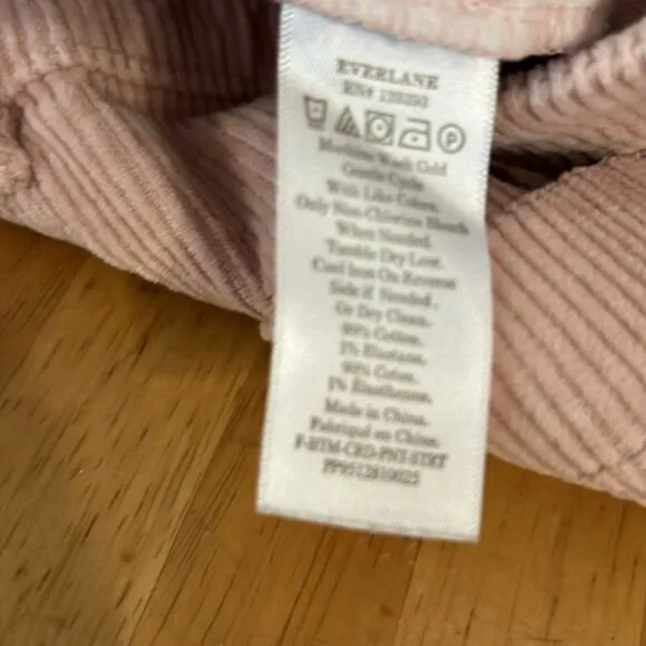 Everlane Size 2 Pink Blush Straight Leg Wide Whale Corduroy Casual Jean Pants