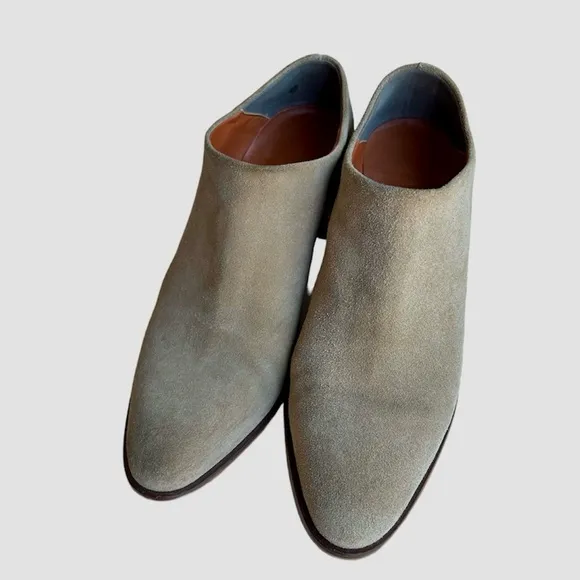 EVERLANE Suede Block Heel‎ Slip On Mules 7 | Taupe Minimalist Leather Shoes