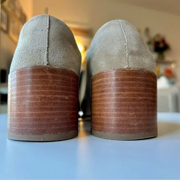 EVERLANE Suede Leather Step Back High Heel‎ Women's Slip On Mules 7 Boho Booties