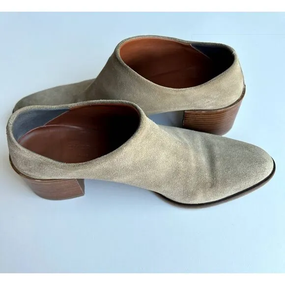 EVERLANE Suede Leather Step Back High Heel‎ Women's Slip On Mules 7 Boho Booties
