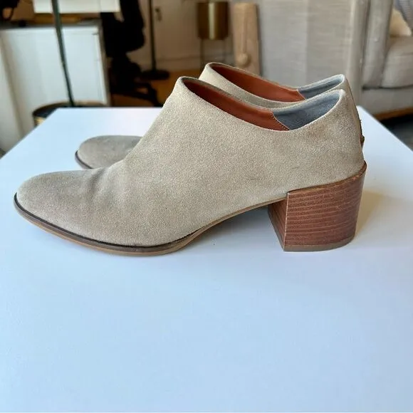 EVERLANE Suede Leather Step Back High Heel‎ Women's Slip On Mules 7 Boho Booties