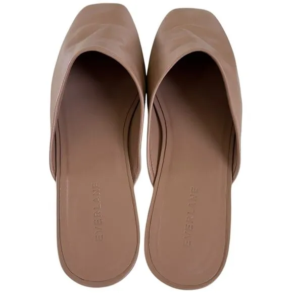 EVERLANE The Day Leather Slide Slip on Mule in Blush Tan-Size 10