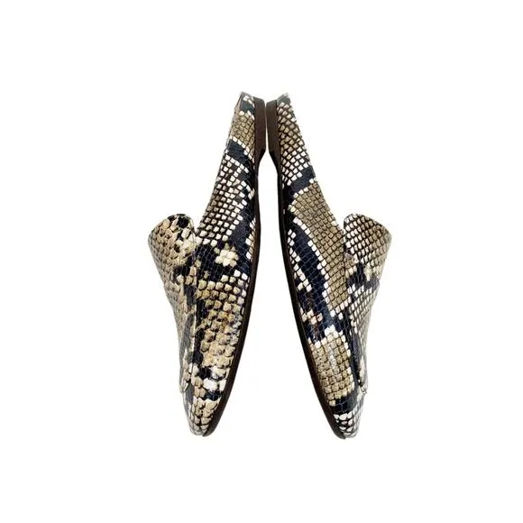 EVERLANE The Day Loafer Slip On Snakeskin Leather Round Toe Flat Mules