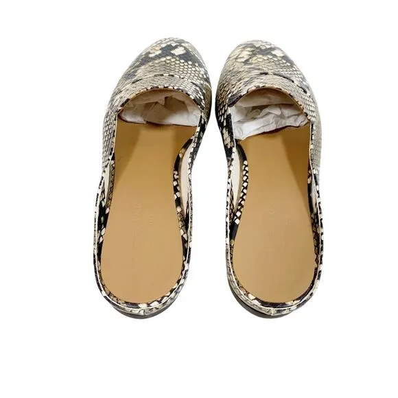 EVERLANE The Day Loafer Slip On Snakeskin Leather Round Toe Flat Mules
