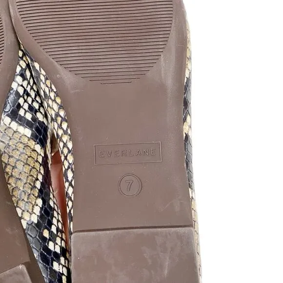 EVERLANE The Day Loafer Slip On Snakeskin Leather Round Toe Flat Mules