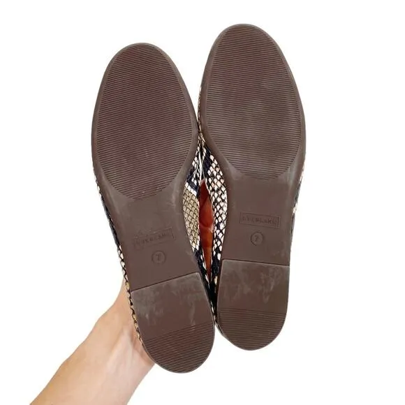 EVERLANE The Day Loafer Slip On Snakeskin Leather Round Toe Flat Mules