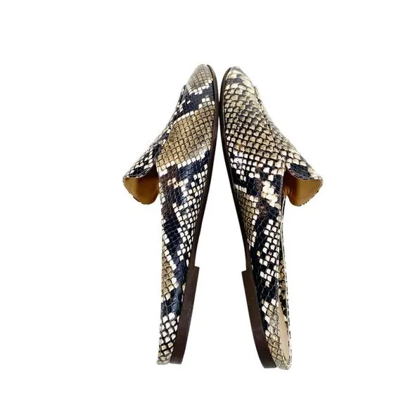 EVERLANE The Day Loafer Slip On Snakeskin Leather Round Toe Flat Mules