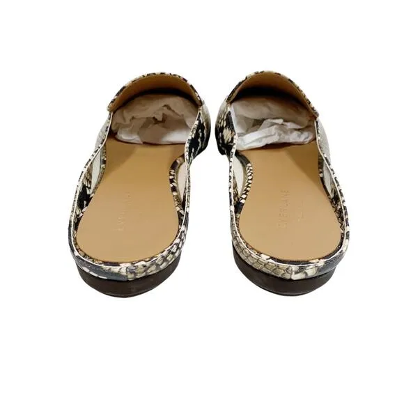 EVERLANE The Day Loafer Slip On Snakeskin Leather Round Toe Flat Mules