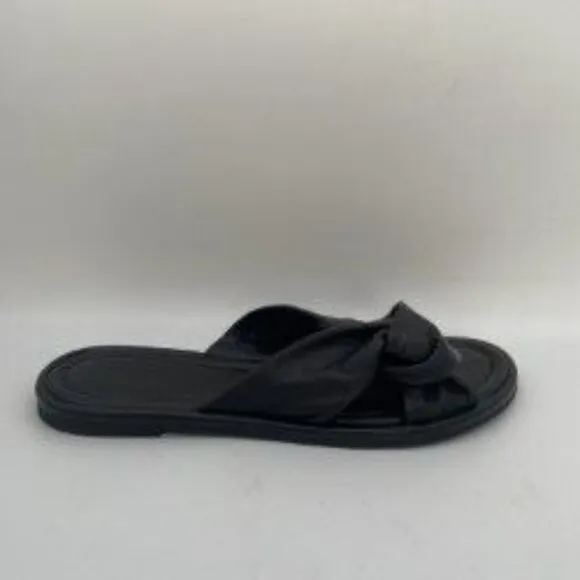 Everlane The Day Twist Sandal Womens Sz 9 Black Leather Slip On Flat Heel