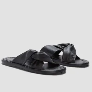 Everlane The Day Twist Sandal Womens Sz 9 Black Leather Slip On Flat Heel