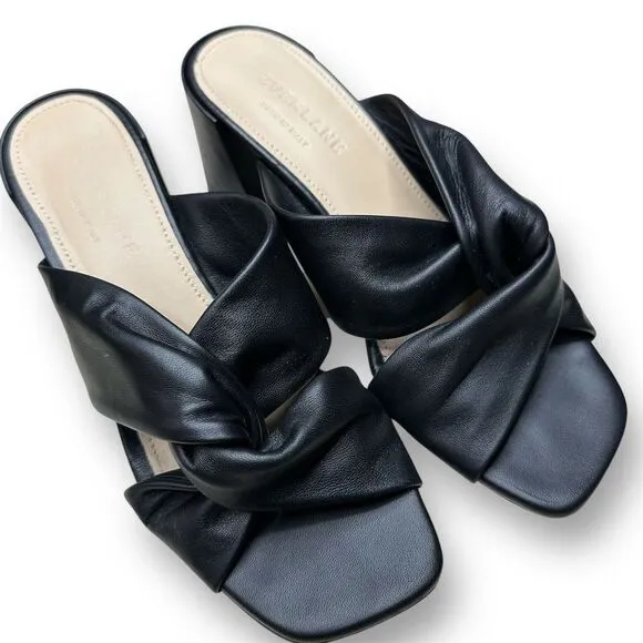 Everlane Women's‎ Black Twisted Strap Mules Block Heel Size 6 Classic Minimalist