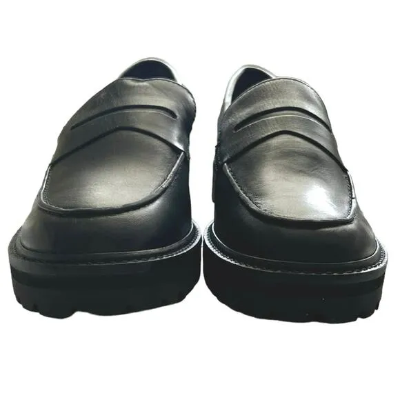 EVERLANE Women’s Leather Lug Sole Chunky Loafer in Black-Size 7