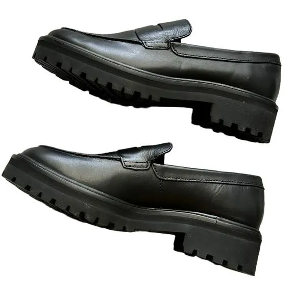 EVERLANE Women’s Leather Lug Sole Chunky Loafer in Black-Size 7