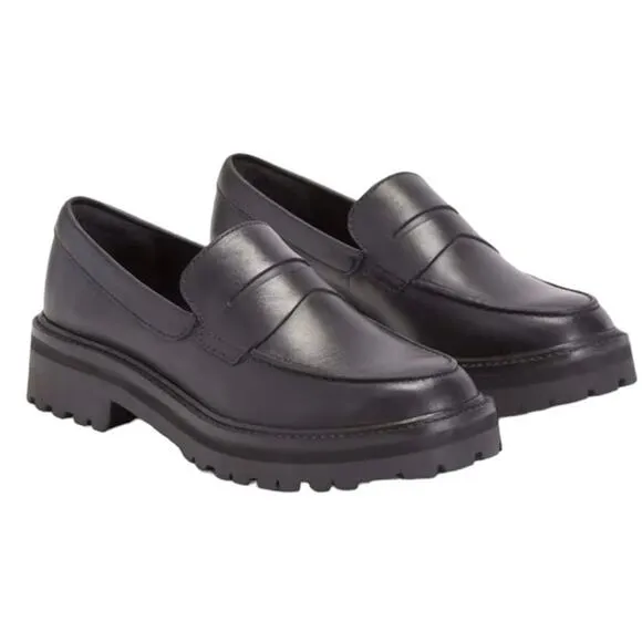 EVERLANE Women’s Leather Lug Sole Chunky Loafer in Black-Size 7