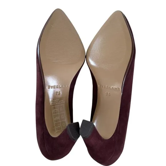 EVERLANE Women's The Banana Pump in Dark Mahogany Suede-Size 7.5