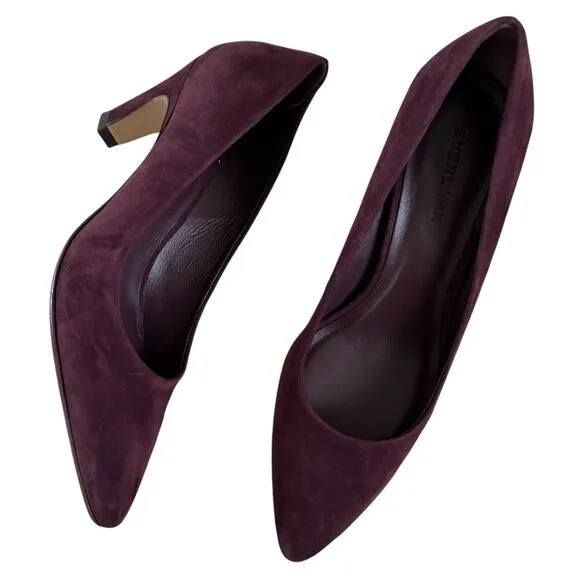 EVERLANE Women's The Banana Pump in Dark Mahogany Suede-Size 7.5