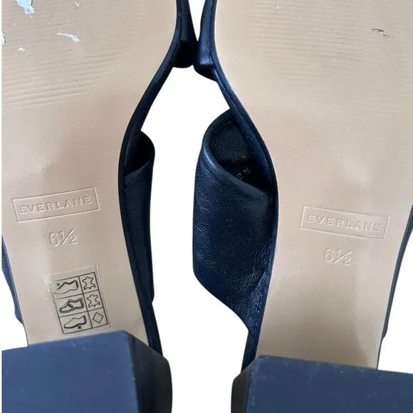 EVERLANE Women's The Day Twist Block Heel Leather Sandal in Black-Size 6.5