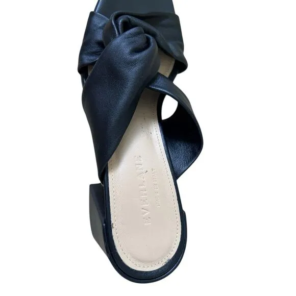 EVERLANE Women's The Day Twist Block Heel Leather Sandal in Black-Size 6.5