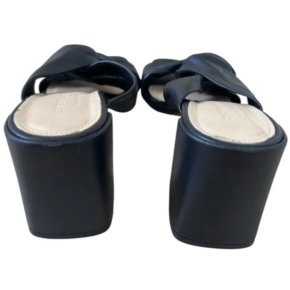 EVERLANE Women's The Day Twist Block Heel Leather Sandal in Black-Size 6.5