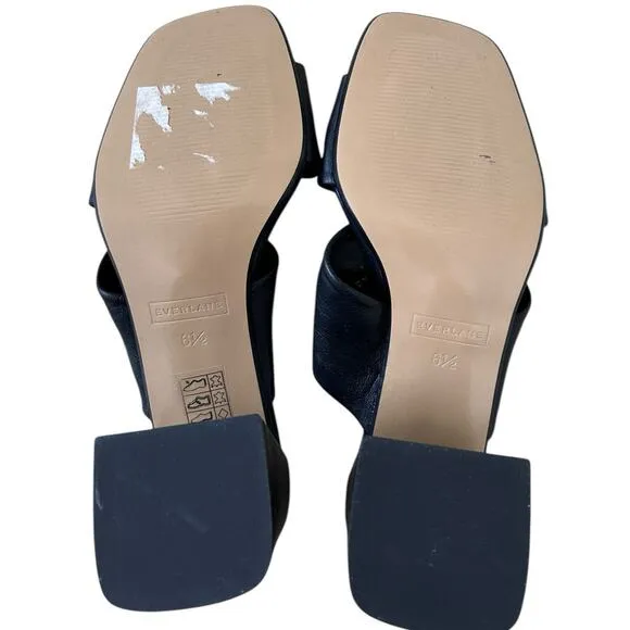 EVERLANE Women's The Day Twist Block Heel Leather Sandal in Black-Size 6.5