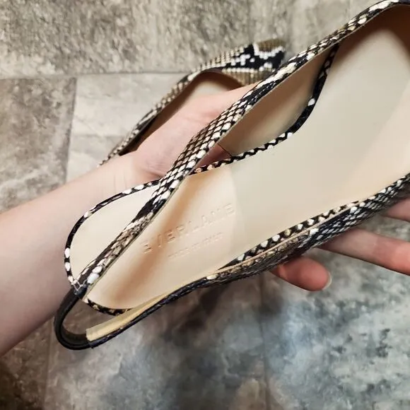 Everlane The Editor Snake Print Leather Slingback Pointed Toe Block Heels 9