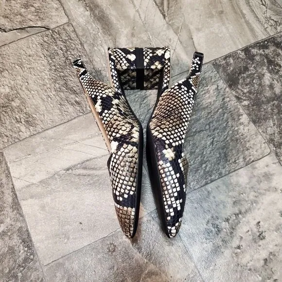 Everlane The Editor Snake Print Leather Slingback Pointed Toe Block Heels 9