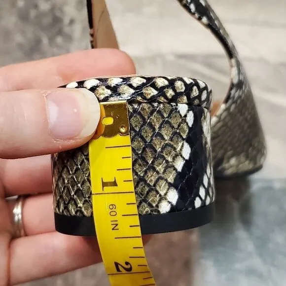 Everlane The Editor Snake Print Leather Slingback Pointed Toe Block Heels 9