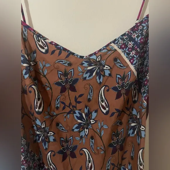 Everyday Ritual Angelina Cotton &amp; Silk Slip Nightgown Navy English Garden SZ Sm