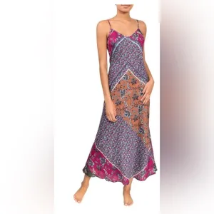 Everyday Ritual Angelina Cotton &amp; Silk Slip Nightgown Navy English Garden SZ Sm