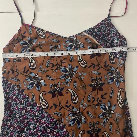 Everyday Ritual Angelina Cotton &amp; Silk Slip Nightgown Navy English Garden SZ Sm