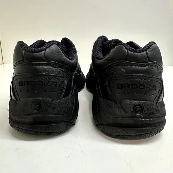 EXCELLENT Brooks Addiction Walker Triple Black Leather Men's Size 7.5 2E Wide