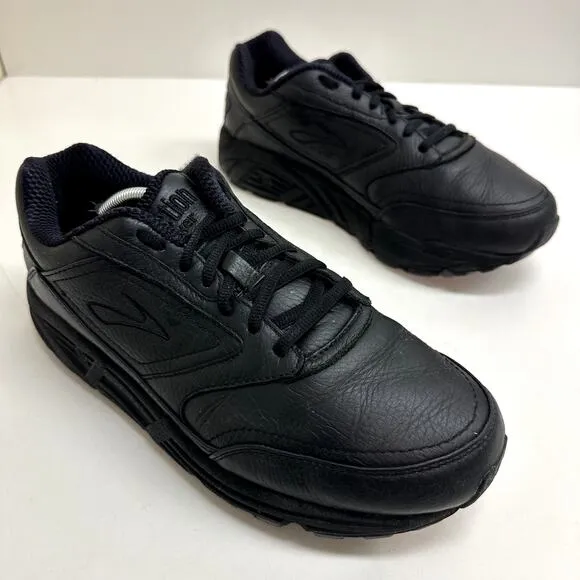 EXCELLENT Brooks Addiction Walker Triple Black Leather Men's Size 7.5 2E Wide