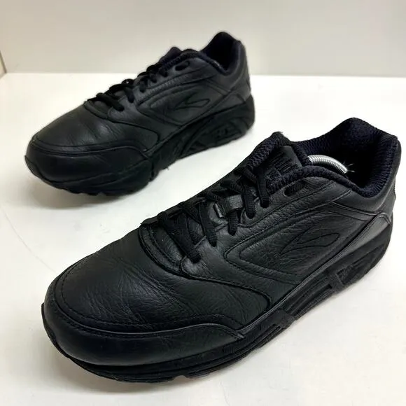 EXCELLENT Brooks Addiction Walker Triple Black Leather Men's Size 7.5 2E Wide