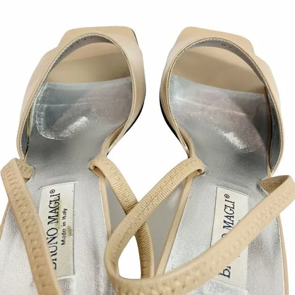 Excellent Bruno Magli Tam Leather Slingback Heel Sandal Size 7
