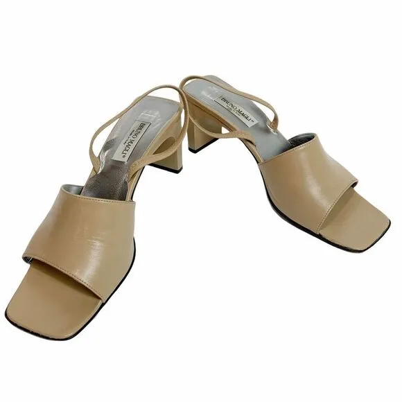 Excellent Bruno Magli Tam Leather Slingback Heel Sandal Size 7