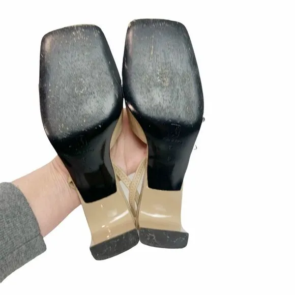 Excellent Bruno Magli Tam Leather Slingback Heel Sandal Size 7
