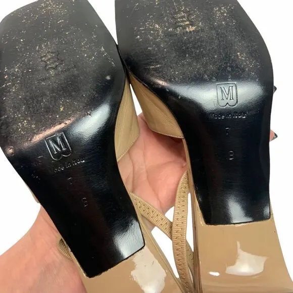 Excellent Bruno Magli Tam Leather Slingback Heel Sandal Size 7