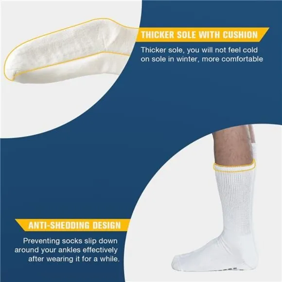 Extra Width Socks for Swollen Feet-4 Pairs Hospital Grip Socks,Bariatric Socks