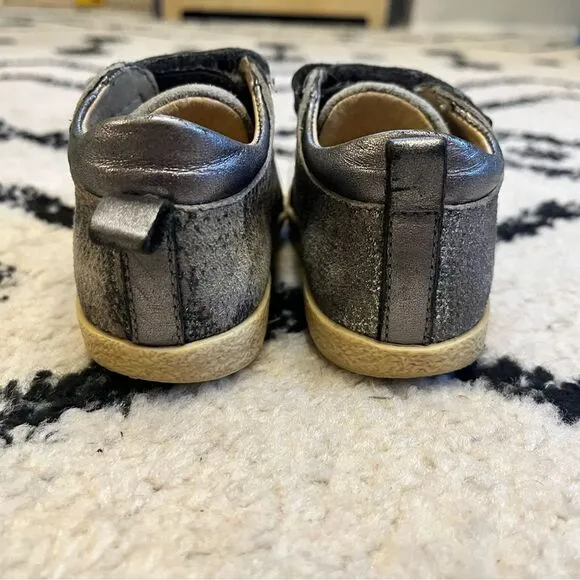 Falcotto Metallic Steel Leather Velcro Sneakers Size 21 EU 5.5 US