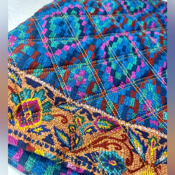 Farm Rio Tapestry Scarf Blue Quilted Mini Skirt  - Size XL - NEW