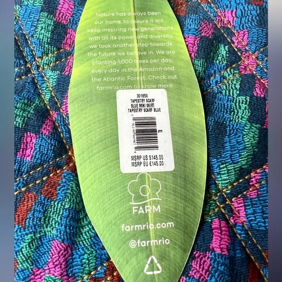 Farm Rio Tapestry Scarf Blue Quilted Mini Skirt  - Size XL - NEW