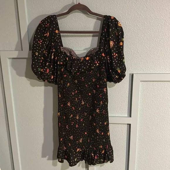 FARM Rio Tiny‎ Fruits Smocked Mini Dress Medium NWT  fruit