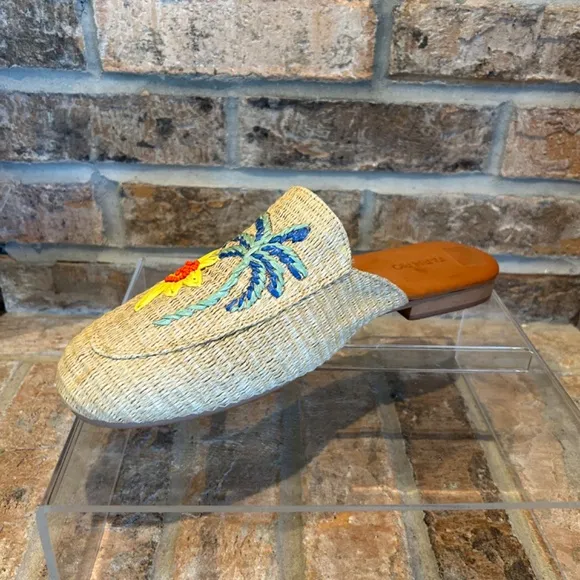Farm Rio Tropical Beaded Raffia Mule - Size US 11