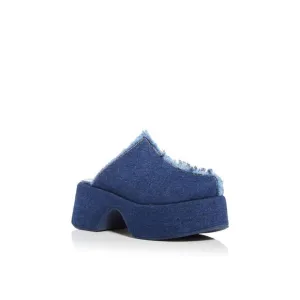 FARM RIO Womens Navy Denim 1-1/2&quot; Platform Toe Platform Slip On Clogs Shoes 7