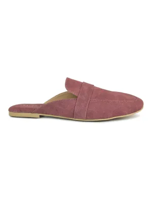 Faux Nubuck Mules With Saddle Strap