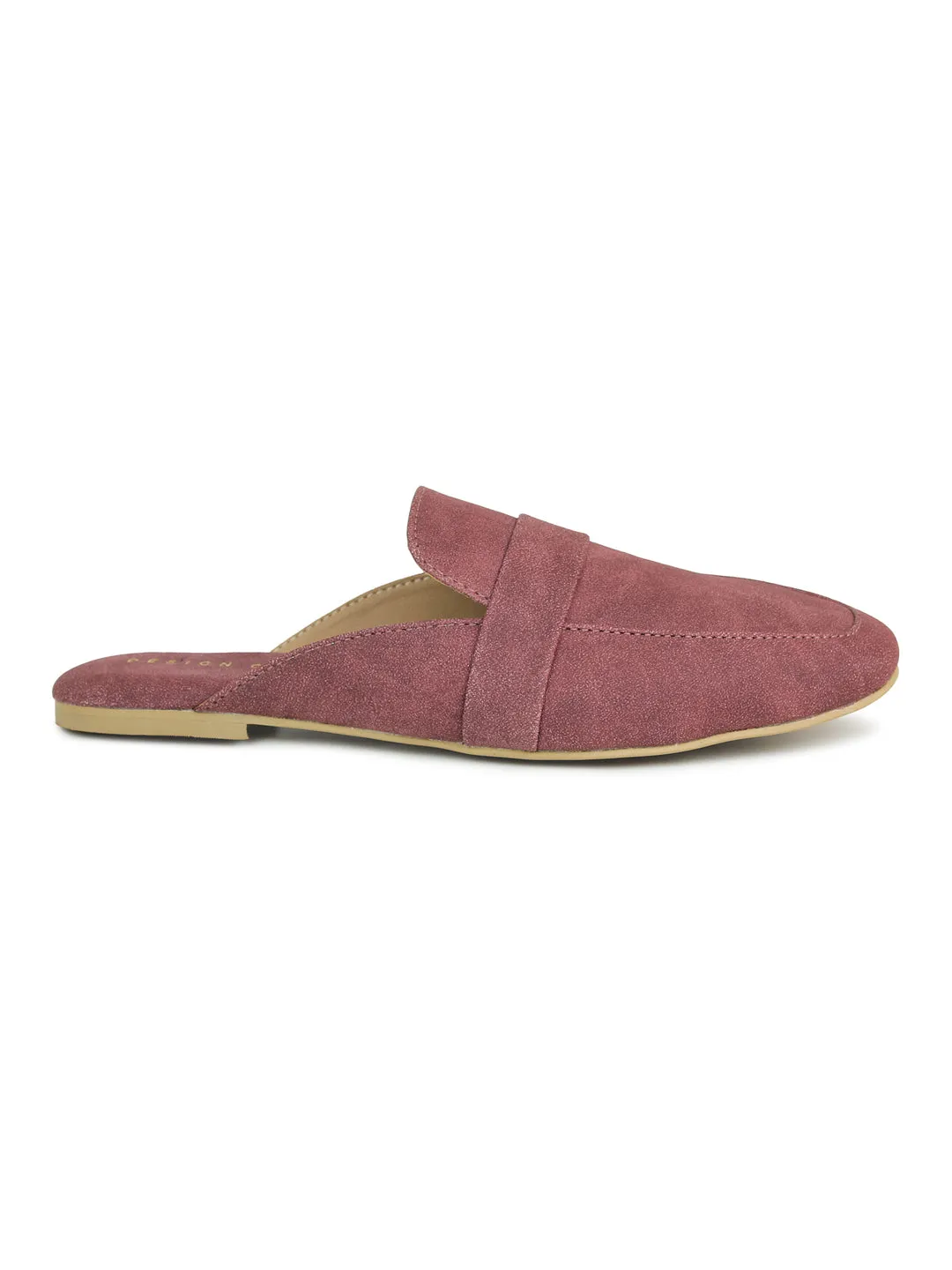 Faux Nubuck Mules With Saddle Strap